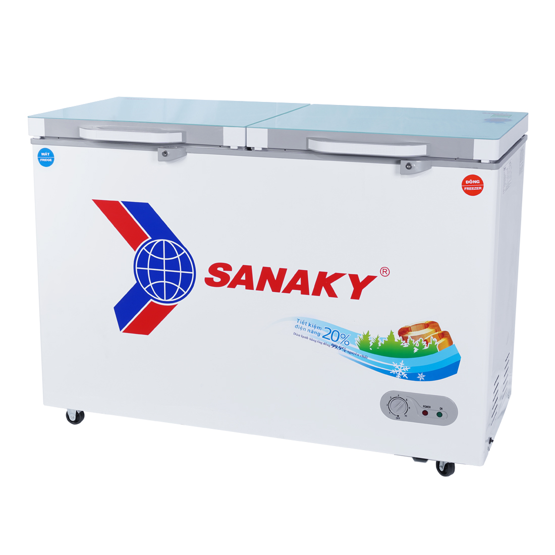 TỦ ĐÔNG MÁT SANAKY 270 LÍT VH-3699W2KD ĐỒNG (R600A) (KÍNH CƯỜNG LỰC) - HÀNG CHÍNH HÃNG