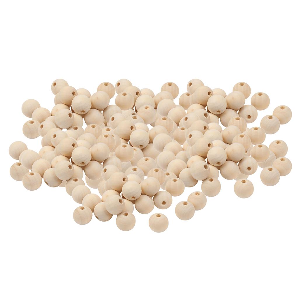 200pcs Round Wooden Beads Loose Spacer Unfinished Craft for DIY Jewelry Making