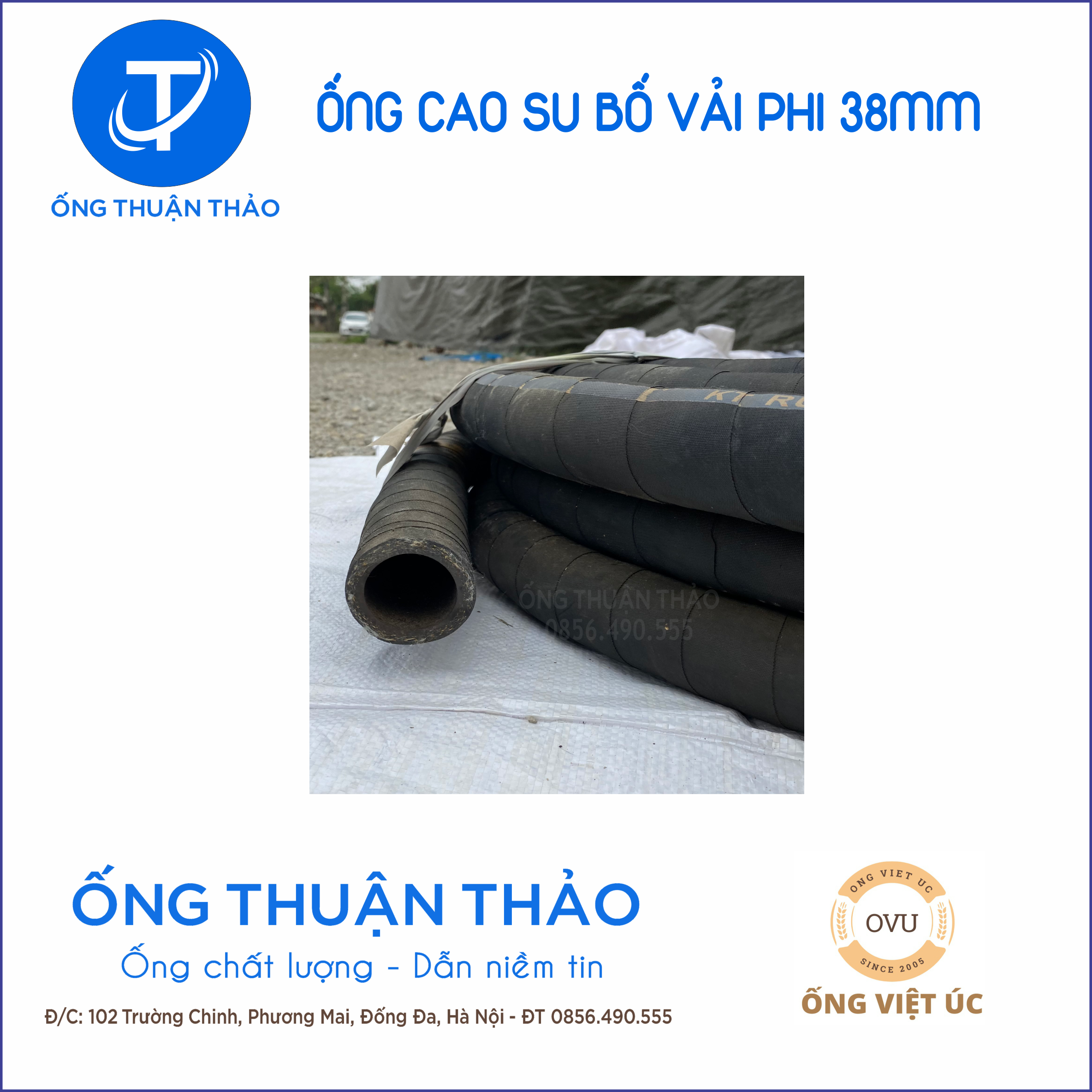 Ống Cao Su Bố Vải Phi 38mm cuộn 20 mét- Hàng Nhập Khẩu - Ống Thuận Thảo