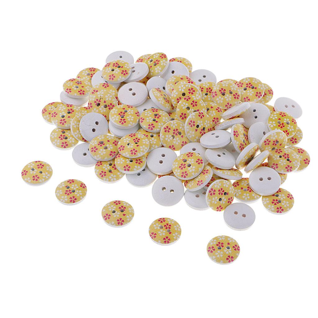 100Pcs Snowflake Wooden Buttons Sewing Clothing Accessories 15mm Yellow