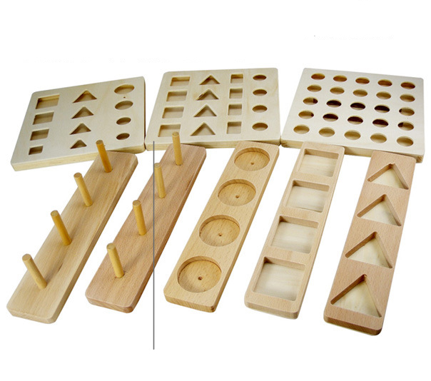 Bộ Giáo cụ Montessori 8 món Hình Khối Gỗ Cao Cấp