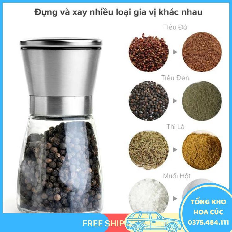 Lọ Dụng Cụ Xay Muối Tiêu Inox 304 Tiêu Chuẩn 5 Sao - Vận Chuyển Miễn Phí Toàn Quốc