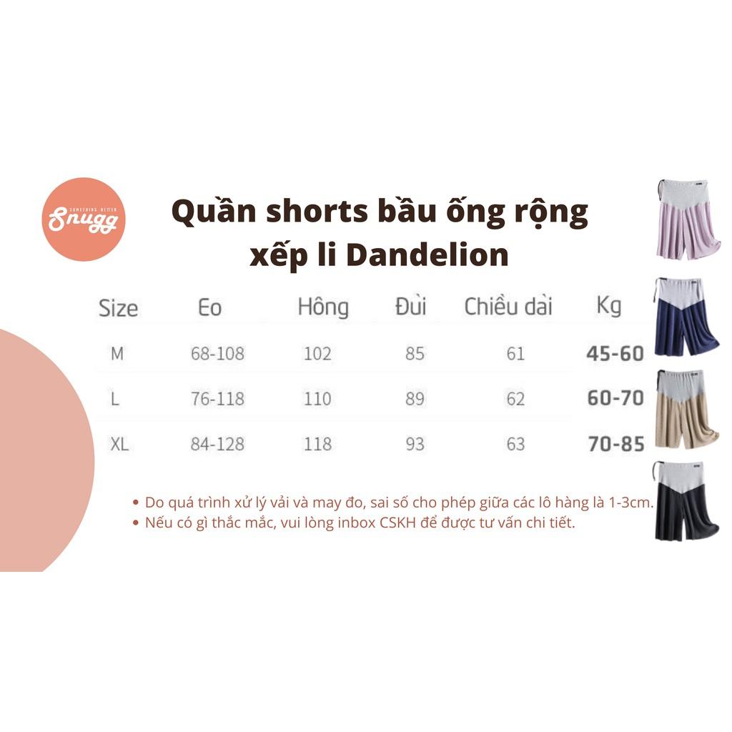 Quần shorts bầu ống rộng xếp li Dandelion Snugg