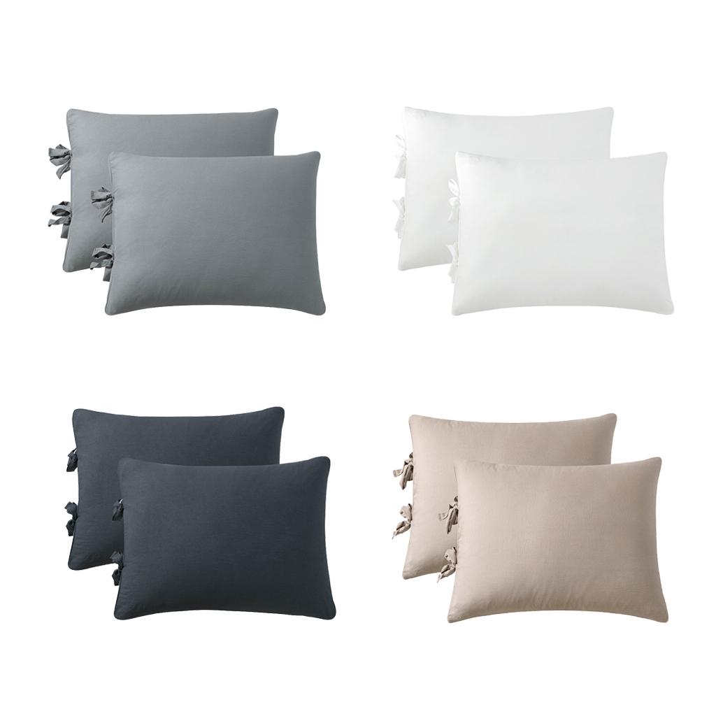 Solid Color Polyester Pillow Case Cushion Cover with Ties 2-in-1