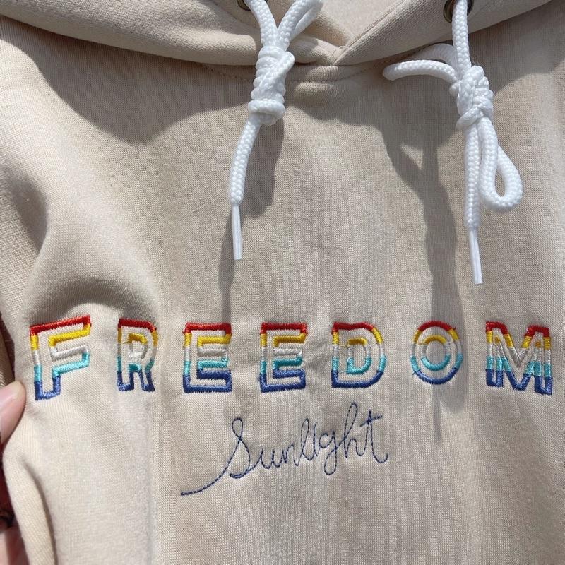 Áo Hoodie nỉ FREEDOM màu kem unisex ảnh thật SSStore