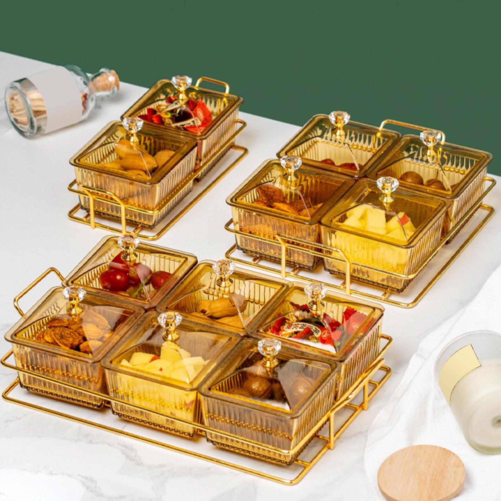 Fruit Dessert Snacks Serving Platter 6 Bowls with Lid Caddy Serving Platter for Fruits