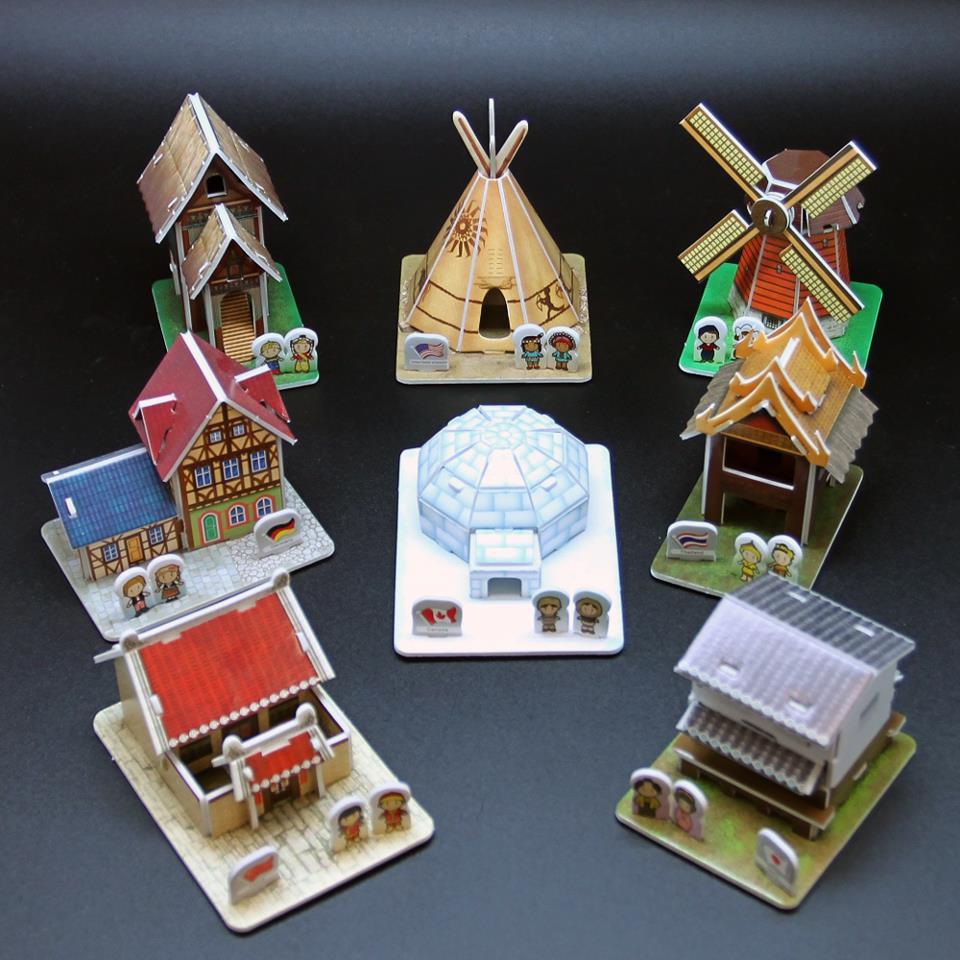 Mô hình giấy 3D - Các kiến trúc nhà truyền thống- World traditional house (C100h)