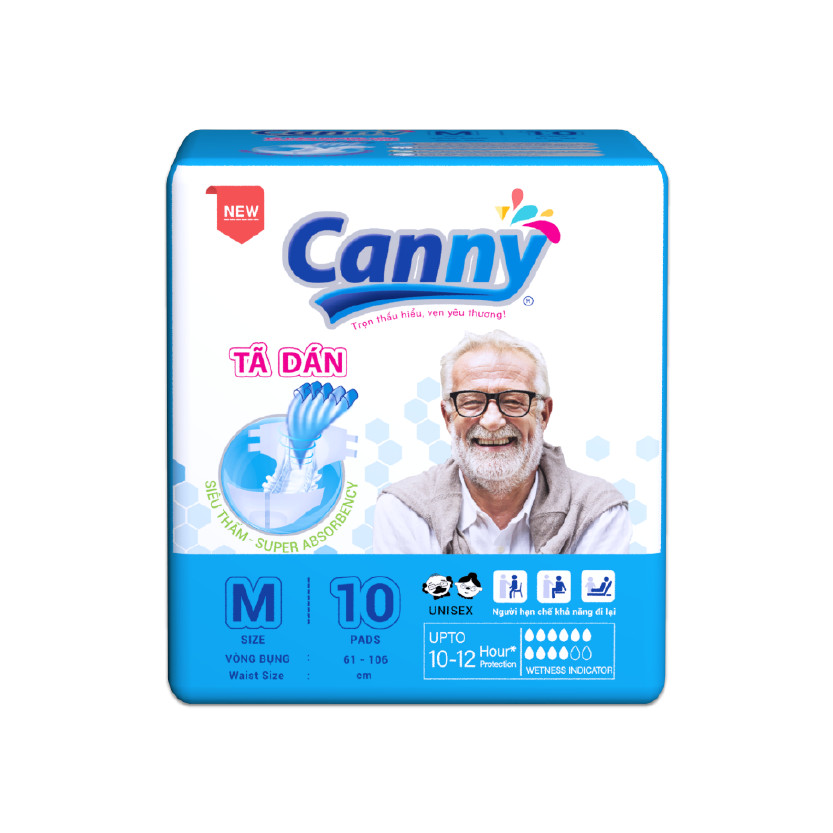 Combo 3 gói Tã Dán Người Lớn Canny Siêu Mềm, Siêu Thấm, Kháng Khuẩn Size M10, M/L10 (10miếng)