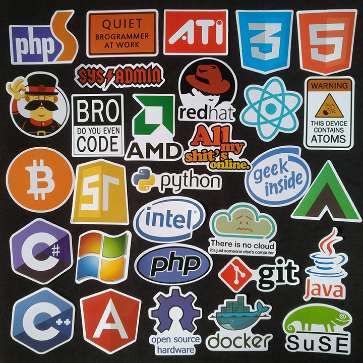 Bộ Sticker dán cao cấp chủ đề ICON CÔNG NGHỆ - Dùng dán Xe, dán mũ bảo hiểm, dán Laptop