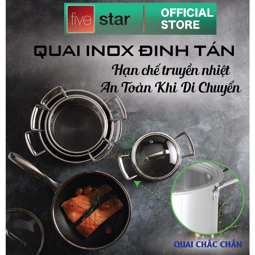 Bộ nồi chống dính 3 lớp đáy liền inox 304 BlackCube Fivestar Plus nắp kính công nghệ chống trầy xước , dùng được mọi bếp