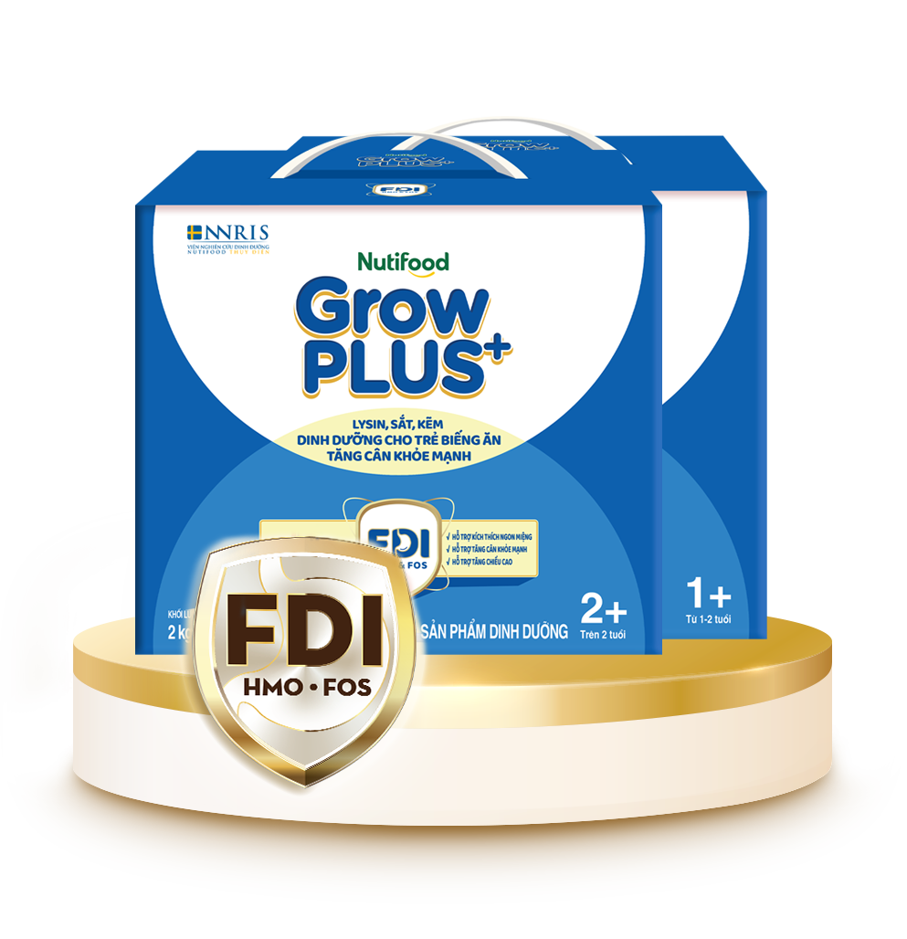 Sữa Bột GrowPLUS+ Biếng Ăn (Xanh) cho trẻ tăng cân khoẻ mạnh 2+ Hộp giấy 2 KG