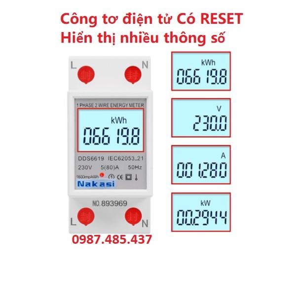 Công tơ điện tử 1 pha đo điện áp, dòng điện, công suất, điện năng tiêu thụ NAKASI
