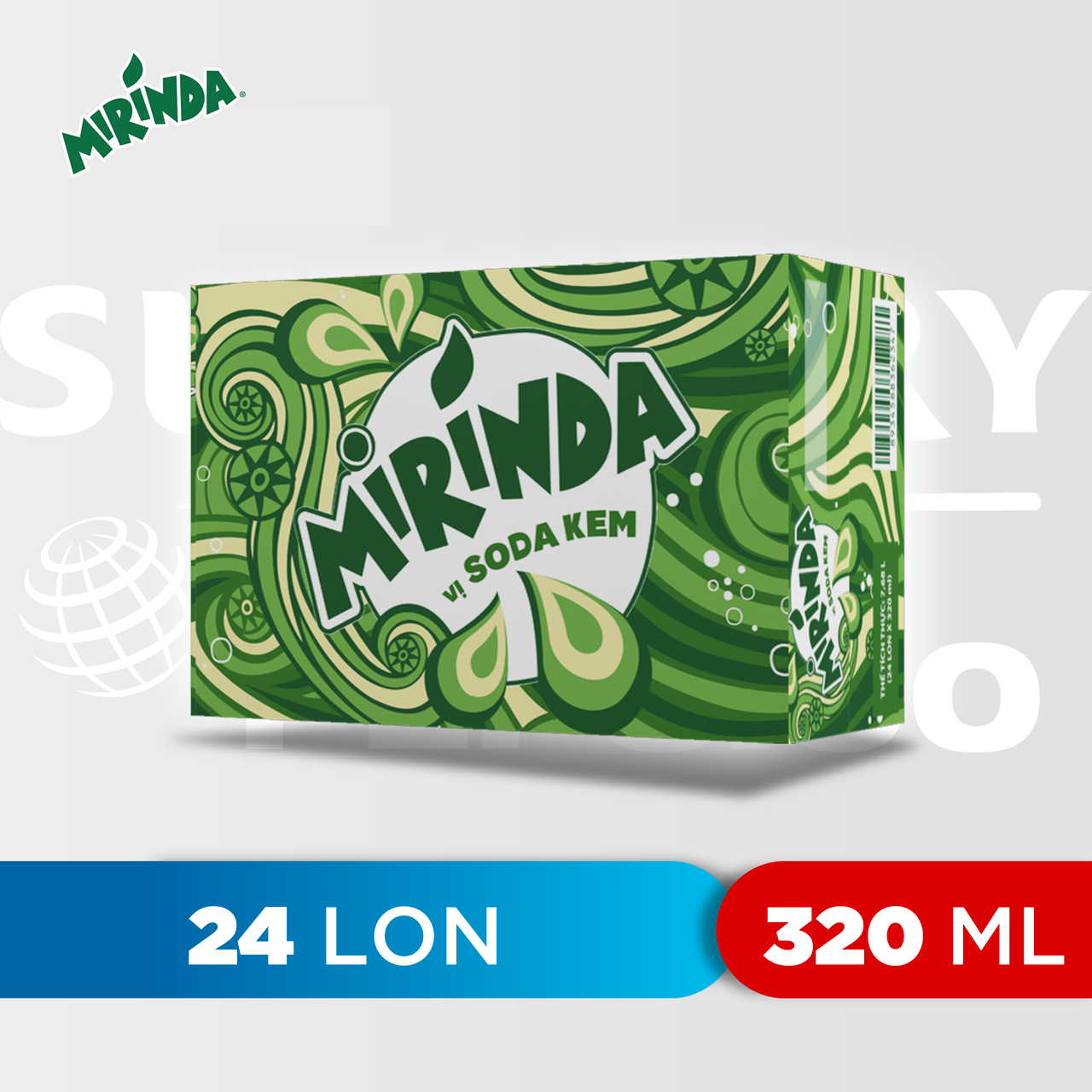 Thùng 24 Lon Nước Ngọt Có Gaz Mirinda Soda Kem (320ml/lon)