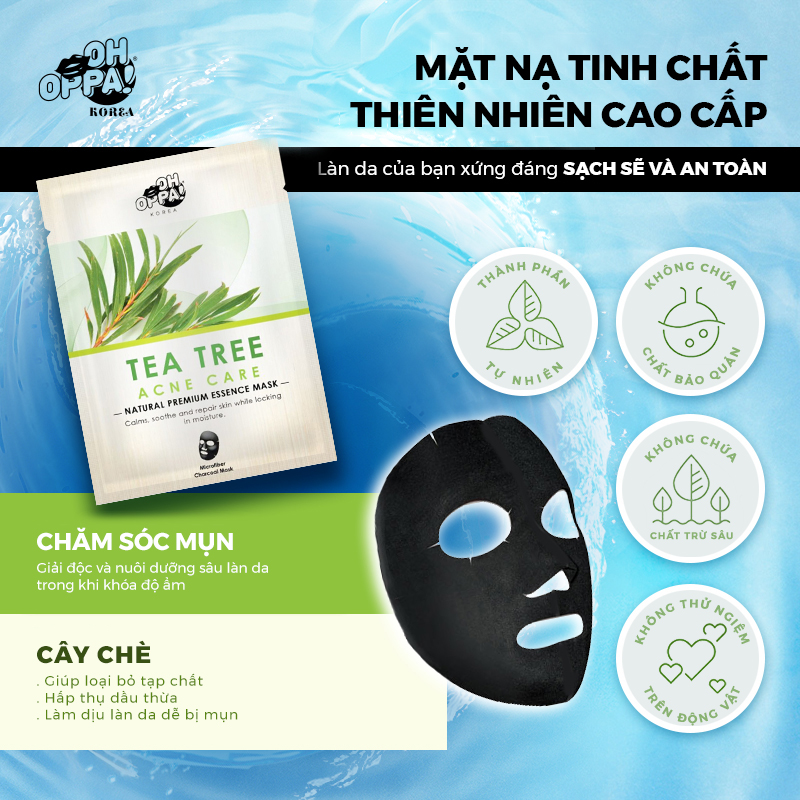 Combo 10 gói mặt nạ cao cấp Hàn Quốc OH OPPA chiết xuất lá trà giúp da mịn màng, mềm mại, mờ thâm, đàn hồi và săn chắc