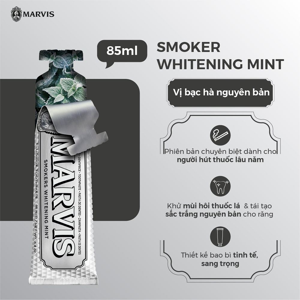 Kem Đánh Răng Marvis Smokers Whitening Mint 85ml