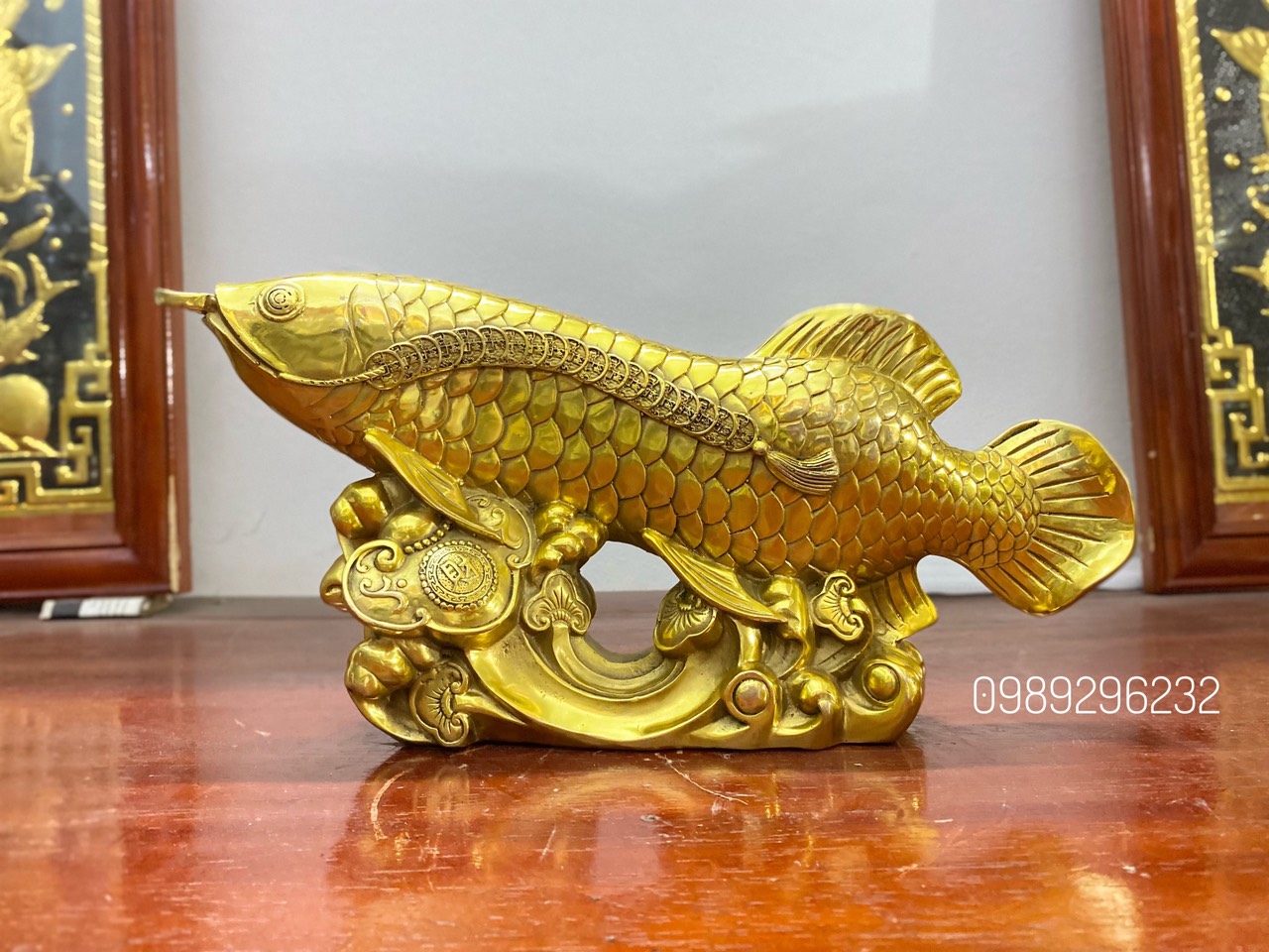 Tượng cá Kim Long - cá Rồng phong thuỷ bằng đồng vàng
