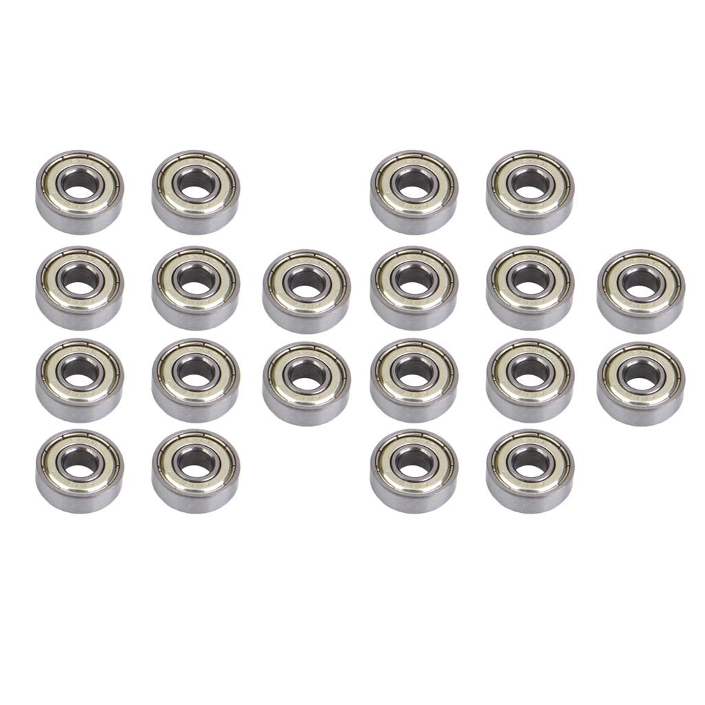 20Pcs  608 Skate Ball Bearings for Skateboard Scooter Hockey Silver