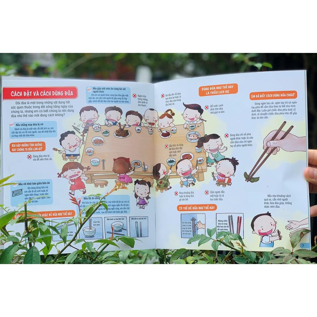 Sách – Kỹ năng sống đầu đời cho bé - Kĩ năng giao tiếp ngoài xã hội - Kiến thức bảo vệ bản thân - Quy tắc ứng xử trên bàn ăn - Quy tắc ứng xử nơi công cộng - Quy tắc ứng xử hàng ngày