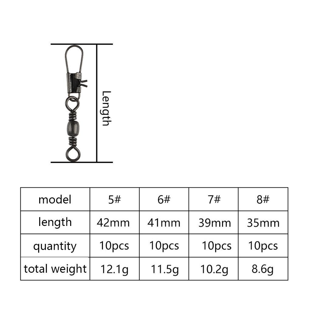 10 pcs Barrel Swivel Bearing with Safty Snap Connector Solid Rings Pin Fishing Connectors