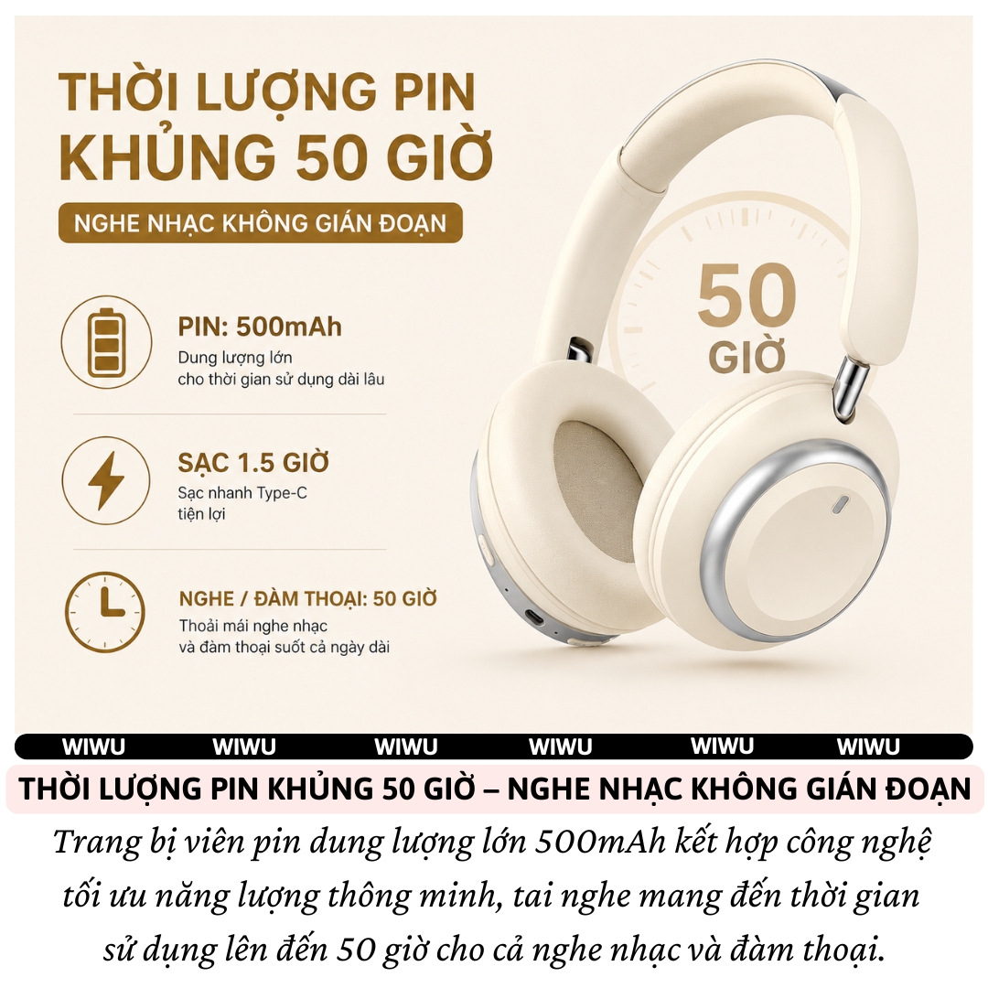 Tai Nghe chống ồn ANC Kép SilentCore Hybrid Bluetooth V6.0 không dây Hi-Res ACS WIWU Soundbasha TD-17 cho iphone ipad oppo z fold samsung - Chống Ồn Hybrid ANC, Bluetooth 6.0, Pin 50 Giờ, Âm Thanh ACS 360° - Hàng nhập khẩu