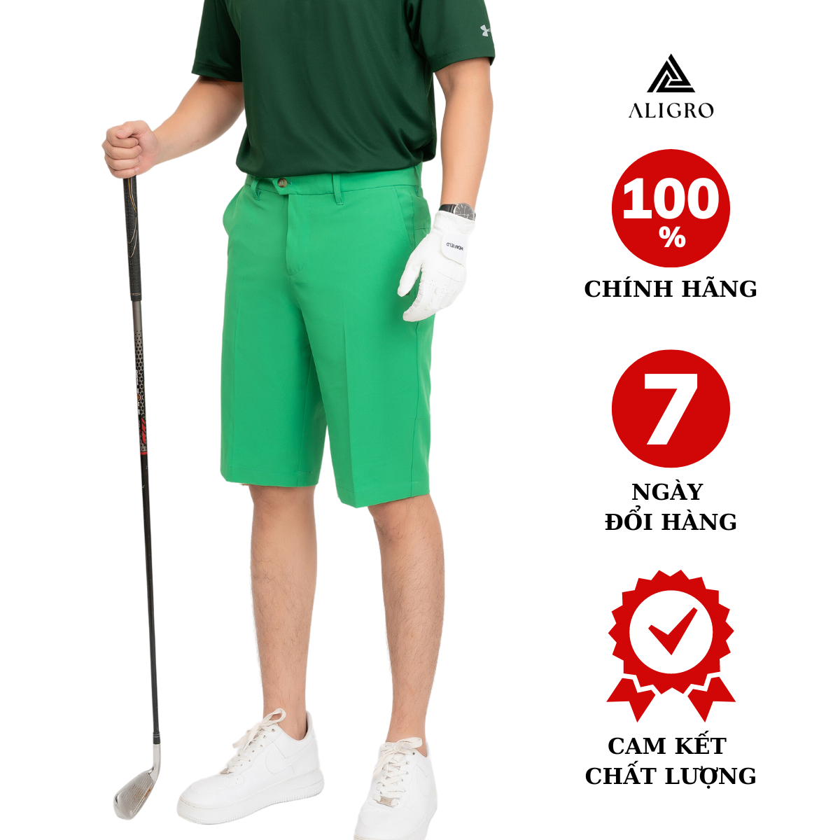Quần short golf nam ALIGRO nhiều màu chất vải co giãn chống nhăn cực tốt, thoáng khí, thấm hút tốt QSMOG.13
