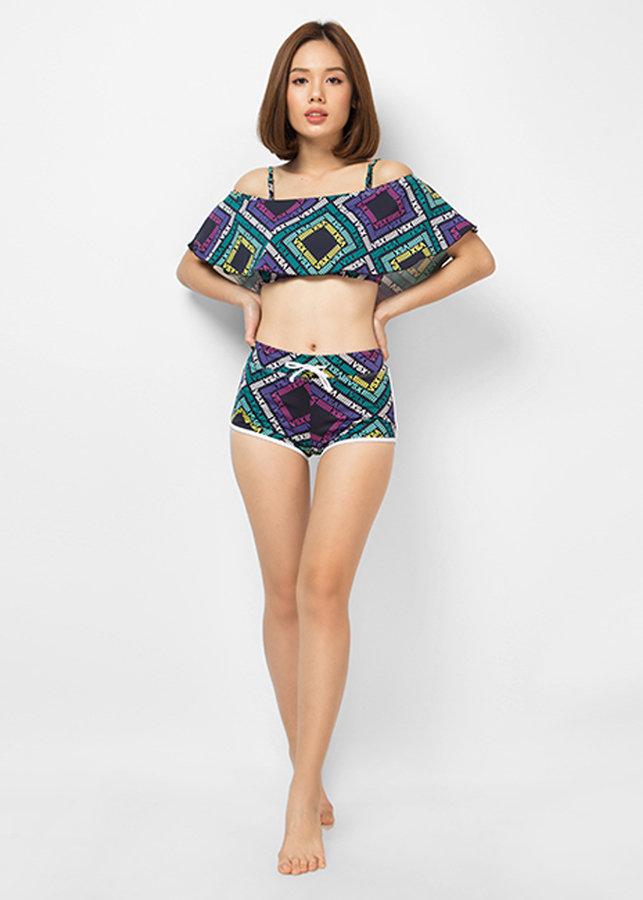 Set Đồ Bơi Quần Short Áo Dây Họa Tiết Chữ - Nhiều Màu