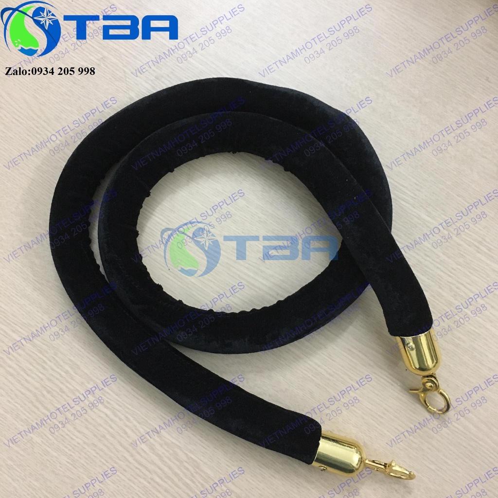 Dây nhung màu đen móc khóa mạ vàng cao cấp cho cột trụ chắn inox