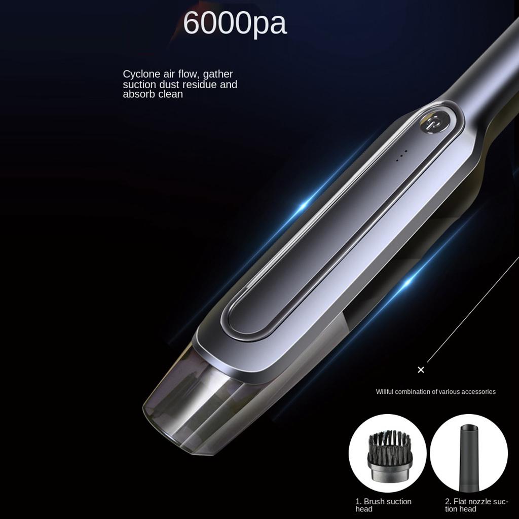 Hand Held Car Vacuum Cleaner Strong Suction Vacuum Duster USB Charging Gray