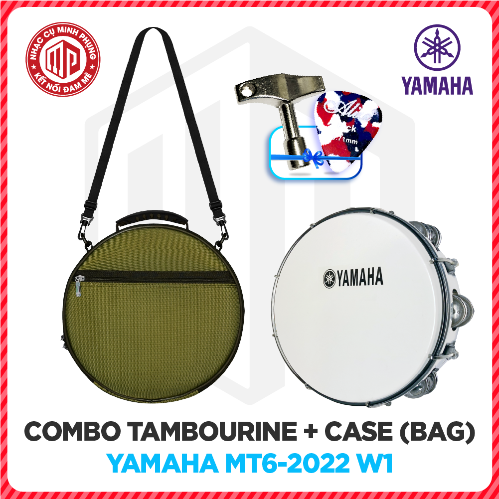 Combo Trống lắc tay/ Lục lạc gõ bo/ Tambourine + Bao đựng/ Túi đựng - Model Yamaha MT6 - Nhiều màu lựa chọn - Hàng chính hãng