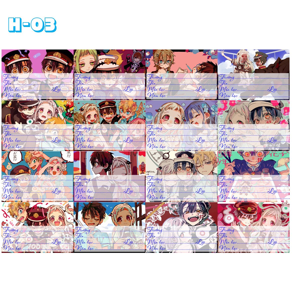 Nhãn vở set 32 nhãn Jinbaku shounen hanako-kun