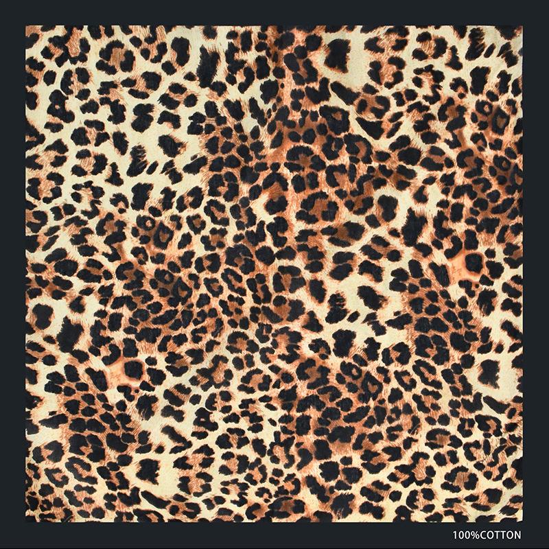 Bộ sưu tập khăn vuông bandana cotton họa tiết báo cá tính (54x54cm) - BDN37 hổ vàng nâu
