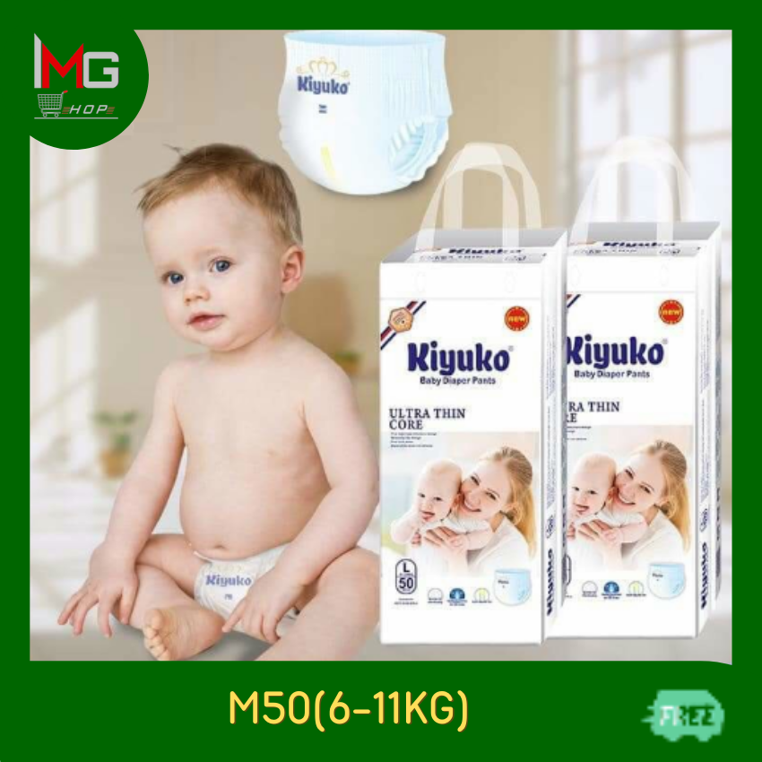 Tã bỉm quần cao cấp cho bé Kiyuko size M (6-11kg) 50 miếng siêu mềm siêu mỏng siêu lành tính