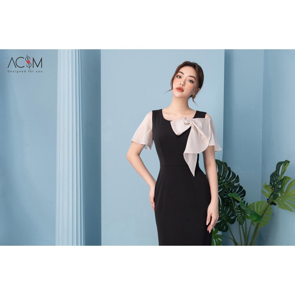 Hình ảnh Đầm ôm nơ cổ - nữ - AC&M chất tuytsi - màu đen