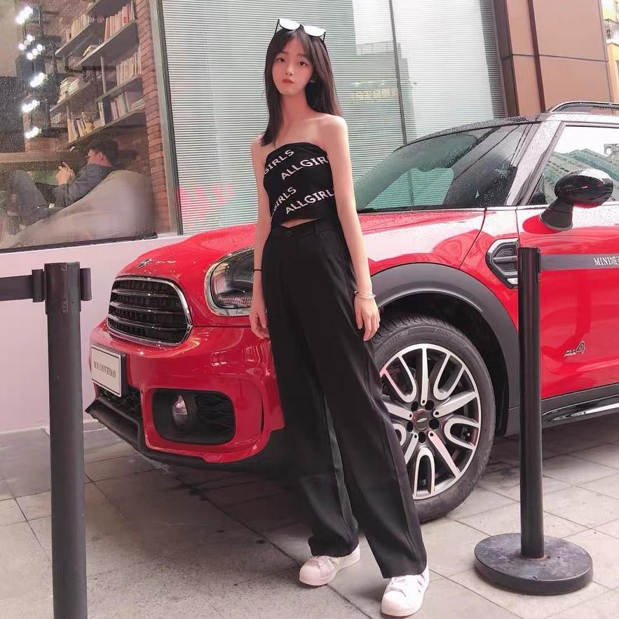 Quần ống rộng suông culottes khóa trước vải nhiều màu xuông dài, lưng cao kiều nữ Hàn Quốc