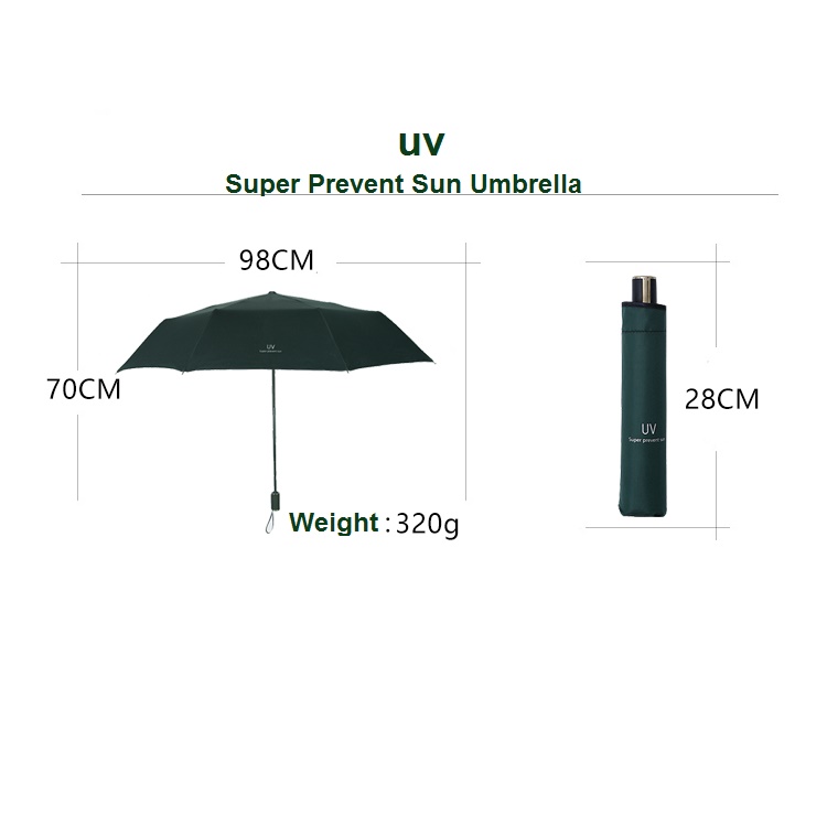 Ô Dù gập 3 chống tia UV 50CM Super Prevent Sun - Hàng xuất Nhật