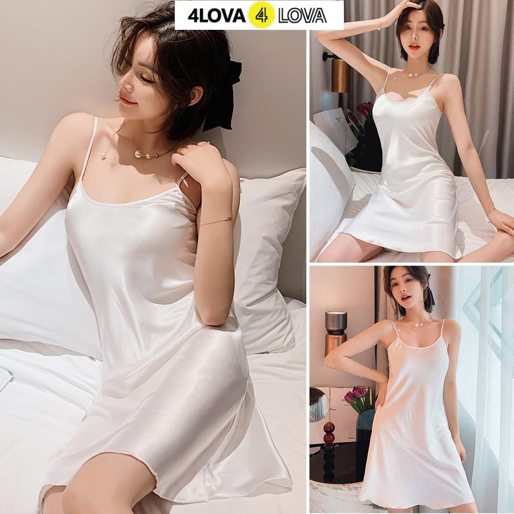 Váy ngủ 2 dây lụa satin cao cấp 4Lova mềm mịn, quyến rũ