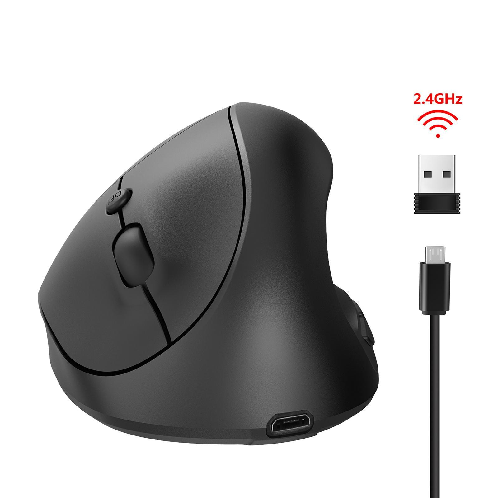 Ergonomic Mouse Optical Vertical Mice Rechargeable for Gamers Black
