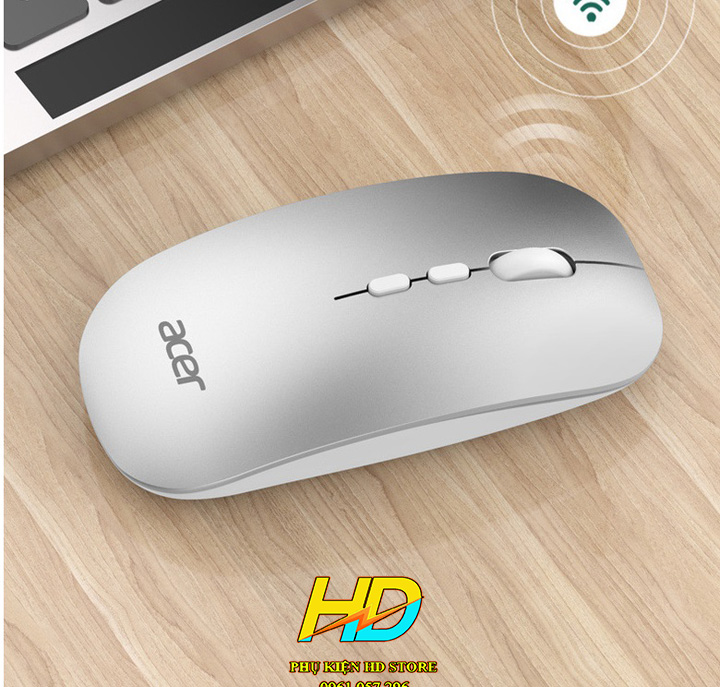 Hình ảnh Chuột Không Dây Chính Hãng ACER OMR050 - Bluetooth 5.0 + Wireless 2.4G - Pin sạc Type-C - Chống ồn Dùng Cho Máy Tính Bảng SamSung Tab , iPad, PC, laptop , MacBook, Điện Thoại Smartphone - Hàng Chính Hãng