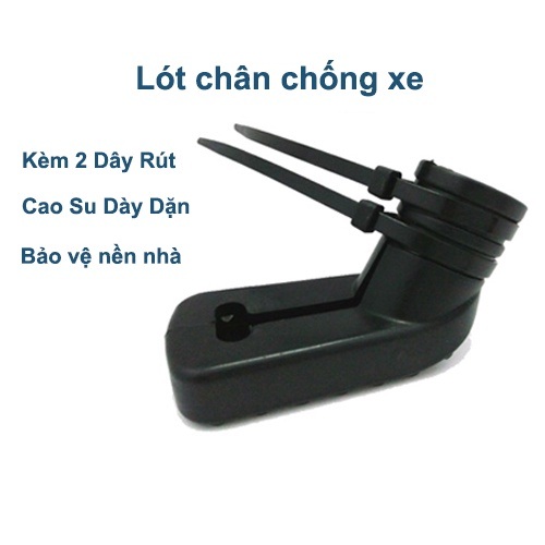 Lót Chân Chống Xe Máy Cao Su Chống Trầy Chân, Nền Nhà - Kèm 2 Dây Rút