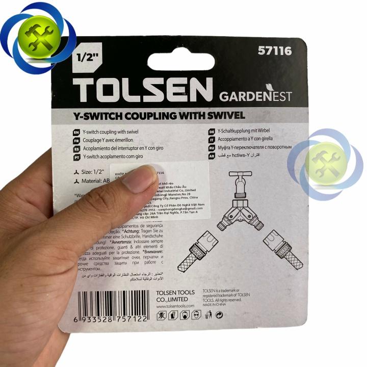 Khớp nối chữ Y ba đầu có van khóa Tolsen 57116 dùng cho ống 1/2"