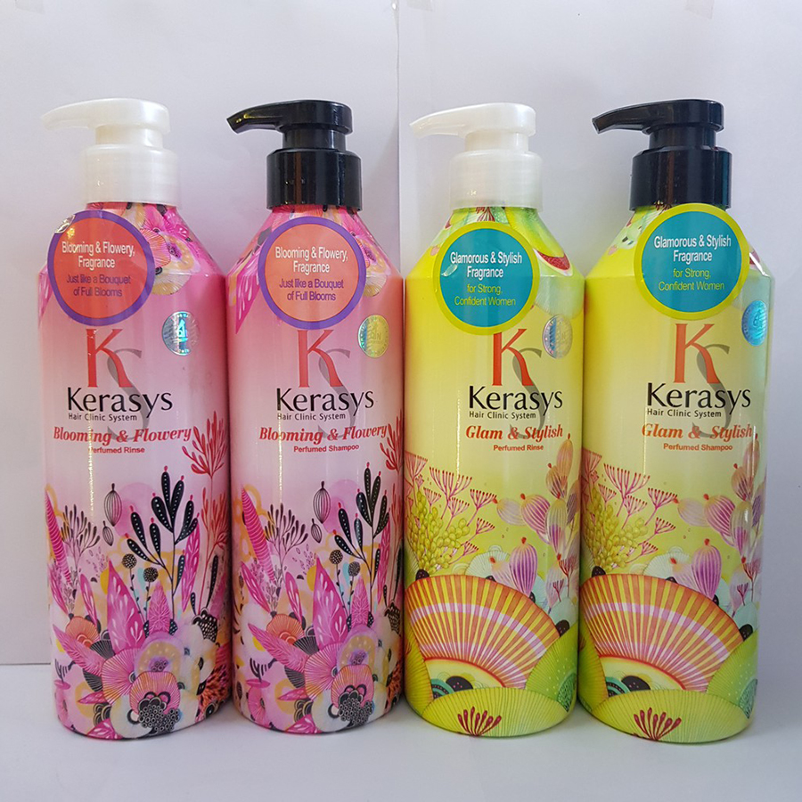 Dầu gội nước hoa Kerasys Blooming &amp; Flower hương tuyết tùng và linh lan Hàn Quốc 600ml + Móc khoá