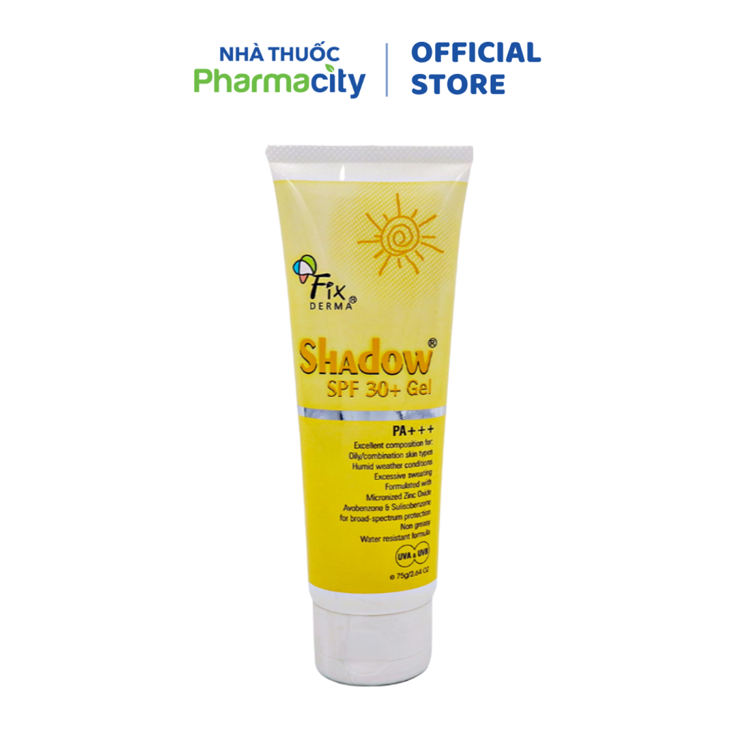 Gel chống nắng FIXDERMA SHADOW SPF 30+ giúp dưỡng ẩm và bảo vệ da (Tuýp 75g)