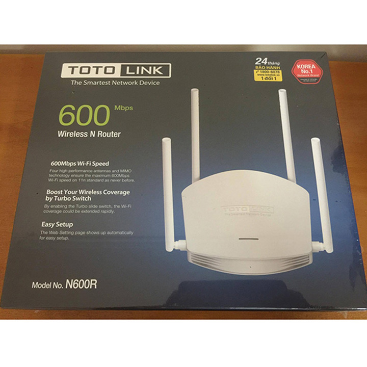 Bộ Phát Sóng Wifi TotoLink N600R chuẩn N tốc độ 600Mbps - 4 anten - Hàng chính hãng