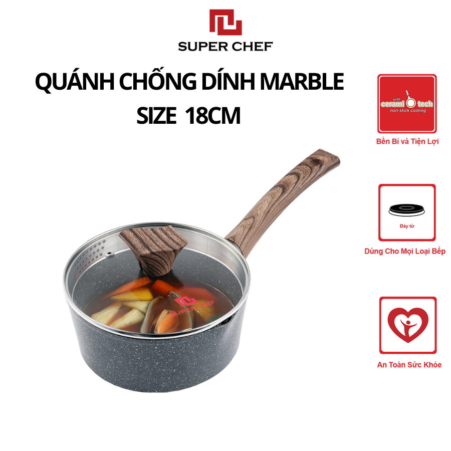 Bộ nồi chảo chống dính Marble Super Chef Tiện Lợi, Bền Bỉ NCQM20-18