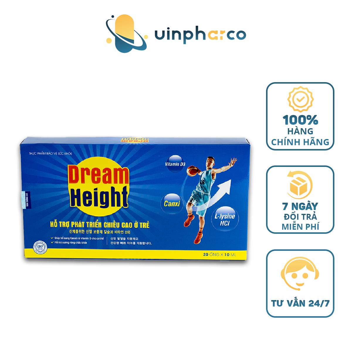 Thực phẩm Siro hỗ trợ tăng chiều cao Dream Height - Hộp 20 Ống