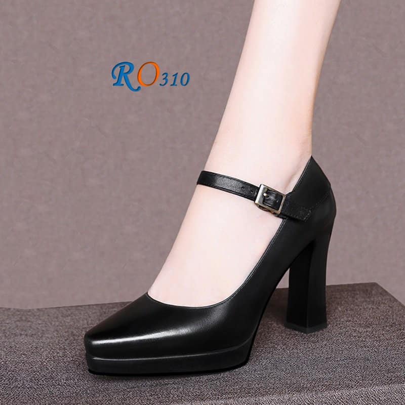 Giày sandal gót trụ da thật cao cấp ROSATA RO310 cao 8.5p mũi nhọn - BKSTORE