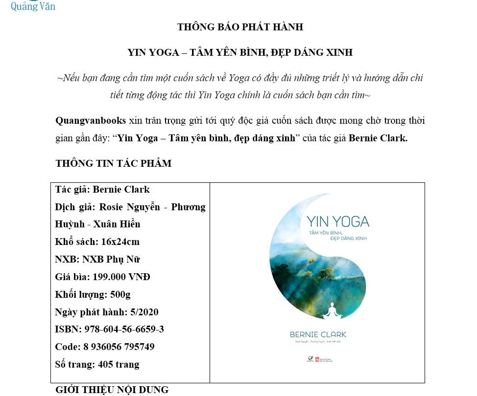 Sách Yin Yoga – Tâm yên bình, đẹp dáng xinh