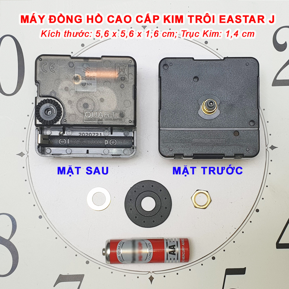 Máy Đồng Hồ Eastar J Kim Trôi Cao Cấp – Bộ Kim Tự Chọn (Bộ Kim Tự Chọn (Kim Bầu, Kim Hoa Văn, Kim Khung) – Tặng Pin Maxell Super Power ACE Red Dung lượng cao, Vỏ Nhôm Chống Chảy Nước