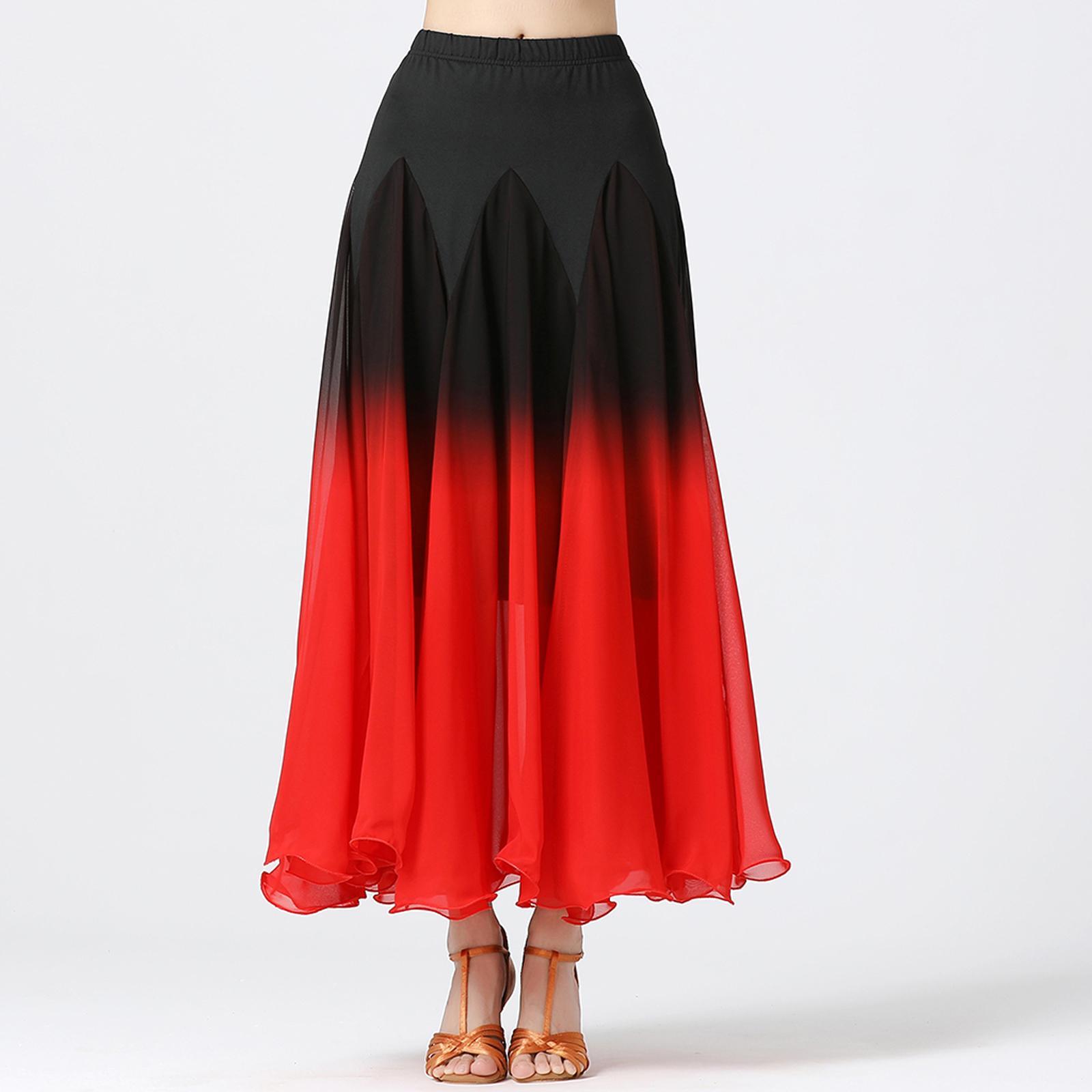 Women Ballroom Dance Skirt Dancing Costume Stage Performance Clothing Swing Spanish Skirts Belly for Tango Party Ladies Girl Latin Waltz