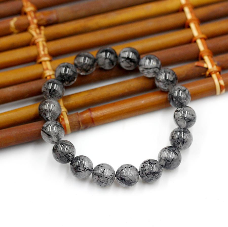 Vòng Tay Đá Thạch Anh Tóc Đen 12MM